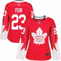 Womens Adidas Toronto Maple Leafs 23 Eric Fehr Authentic Red Alternate NHL Jersey 