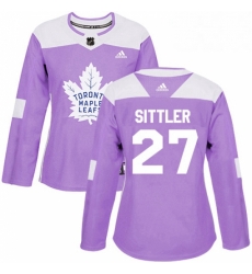 Womens Adidas Toronto Maple Leafs 27 Darryl Sittler Authentic Purple Fights Cancer Practice NHL Jersey 