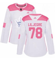 Womens Adidas Toronto Maple Leafs 78 Timothy Liljegren Authentic WhitePink Fashion NHL Jersey 