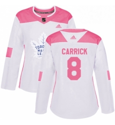 Womens Adidas Toronto Maple Leafs 8 Connor Carrick Authentic WhitePink Fashion NHL Jersey 