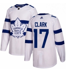 Youth Adidas Toronto Maple Leafs 17 Wendel Clark Authentic White 2018 Stadium Series NHL Jersey 