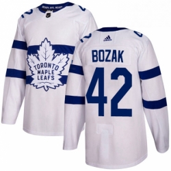 Youth Adidas Toronto Maple Leafs 42 Tyler Bozak Authentic White 2018 Stadium Series NHL Jersey 