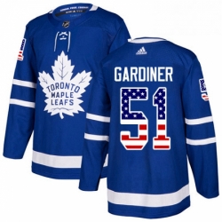 Youth Adidas Toronto Maple Leafs 51 Jake Gardiner Authentic Royal Blue USA Flag Fashion NHL Jersey 