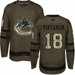 Mens Adidas Vancouver Canucks 18 Jake Virtanen Authentic Green Salute to Service NHL Jersey 