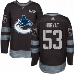 Mens Adidas Vancouver Canucks 53 Bo Horvat Premier Black 1917 2017 100th Anniversary NHL Jersey 