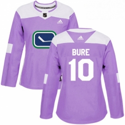 Womens Adidas Vancouver Canucks 10 Pavel Bure Authentic Purple Fights Cancer Practice NHL Jersey 