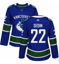 Womens Adidas Vancouver Canucks 22 Daniel Sedin Premier Blue Home NHL Jersey 