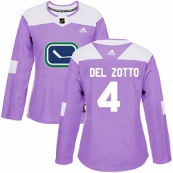 Womens Adidas Vancouver Canucks 4 Michael Del Zotto Authentic Purple Fights Cancer Practice NHL Jersey 