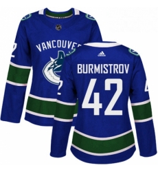 Womens Adidas Vancouver Canucks 42 Alex Burmistrov Premier Blue Home NHL Jersey 