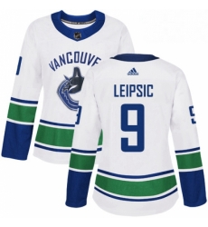 Womens Adidas Vancouver Canucks 9 Brendan Leipsic Authentic White Away NHL Jerse