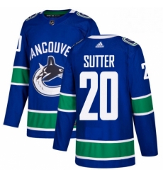 Youth Adidas Vancouver Canucks 20 Brandon Sutter Authentic Blue Home NHL Jersey 