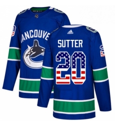 Youth Adidas Vancouver Canucks 20 Brandon Sutter Authentic Blue USA Flag Fashion NHL Jersey 