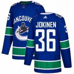 Youth Adidas Vancouver Canucks 36 Jussi Jokinen Authentic Blue Home NHL Jerse