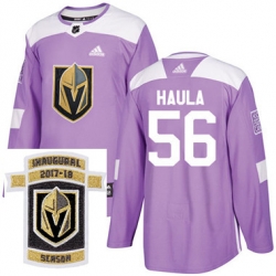 Adidas Golden Knights #56 Erik Haula Purple Authentic Fights Cancer Stitched NHL Inaugural Season Patch Jersey