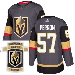 Adidas Golden Knights #57 David Perron Grey Home Authentic Stitched NHL Inaugural Season Patch Jersey