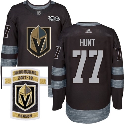 Adidas Golden Knights #77 Brad Hunt Black 1917 2017 100th Anniversary Stitched NHL Inaugural Season Patch Jersey