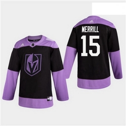 Men Golden Knights 15 Jon Merrill Fights Cancer Practice Hockey Jersey