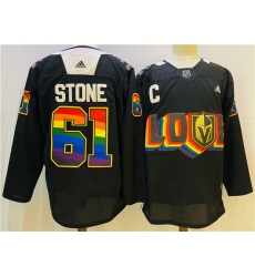 Men Vegas Golden Knights 61 Mark Stone 2022 Black Pride Night Stitched Jersey