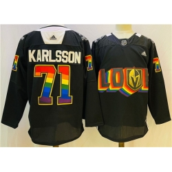 Men Vegas Golden Knights 71 William Karlsson 2022 Black Pride Night Stitched Jersey