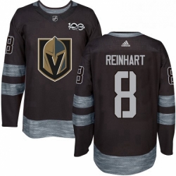 Mens Adidas Vegas Golden Knights 8 Griffin Reinhart Authentic Black 1917 2017 100th Anniversary NHL Jersey 