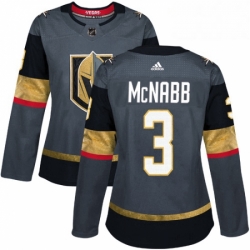 Womens Adidas Vegas Golden Knights 3 Brayden McNabb Authentic Gray Home NHL Jersey 