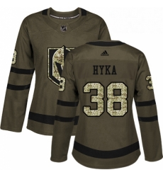 Womens Adidas Vegas Golden Knights 38 Tomas Hyka Authentic Green Salute to Service NHL Jersey 