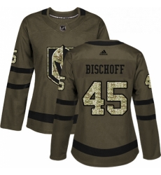 Womens Adidas Vegas Golden Knights 45 Jake Bischoff Authentic Green Salute to Service NHL Jersey 