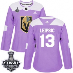 womens brendan leipsic vegas golden knights jersey purple adidas 13 nhl 2018 stanley cup final authentic fights cancer practice