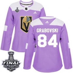 womens mikhail grabovski vegas golden knights jersey purple adidas 84 nhl 2018 stanley cup final authentic fights cancer practice