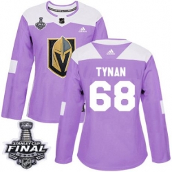 womens tj tynan vegas golden knights jersey purple adidas 68 nhl 2018 stanley cup final authentic fights cancer practice