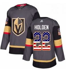 Youth Adidas Vegas Golden Knights 22 Nick Holden Authentic Gray USA Flag Fashion NHL Jersey 