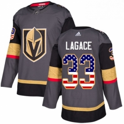 Youth Adidas Vegas Golden Knights 33 Maxime Lagace Authentic Gray USA Flag Fashion NHL Jersey 