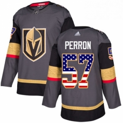 Youth Adidas Vegas Golden Knights 57 David Perron Authentic Gray USA Flag Fashion NHL Jersey 