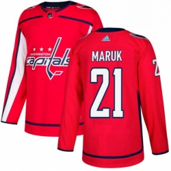 Mens Adidas Washington Capitals 21 Dennis Maruk Authentic Red Home NHL Jersey 