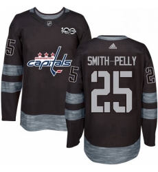 Mens Adidas Washington Capitals 25 Devante Smith Pelly Authentic Black 1917 2017 100th Anniversary NHL Jersey 