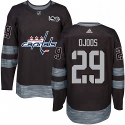 Mens Adidas Washington Capitals 29 Christian Djoos Authentic Black 1917 2017 100th Anniversary NHL Jersey 