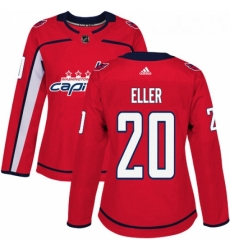 Womens Adidas Washington Capitals 20 Lars Eller Premier Red Home NHL Jersey 