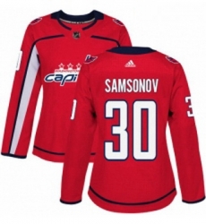 Womens Adidas Washington Capitals 30 Ilya Samsonov Premier Red Home NHL Jersey 