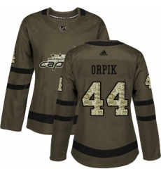 Womens Adidas Washington Capitals 44 Brooks Orpik Authentic Green Salute to Service NHL Jersey 