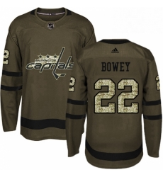 Youth Adidas Washington Capitals 22 Madison Bowey Authentic Green Salute to Service NHL Jersey 