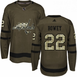 Youth Adidas Washington Capitals 22 Madison Bowey Authentic Green Salute to Service NHL Jersey 