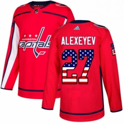 Youth Adidas Washington Capitals 27 Alexander Alexeyev Authentic Red USA Flag Fashion NHL Jerse