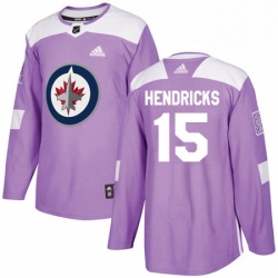 Mens Adidas Winnipeg Jets 15 Matt Hendricks Authentic Purple Fights Cancer Practice NHL Jersey 