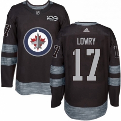 Mens Adidas Winnipeg Jets 17 Adam Lowry Authentic Black 1917 2017 100th Anniversary NHL Jersey 