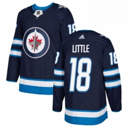 Mens Adidas Winnipeg Jets 18 Bryan Little Authentic Navy Blue Home NHL Jersey 