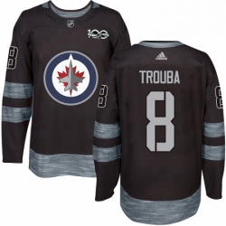 Mens Adidas Winnipeg Jets 8 Jacob Trouba Authentic Black 1917 2017 100th Anniversary NHL Jersey 