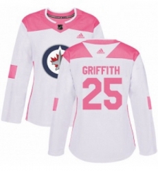 Womens Adidas Winnipeg Jets 25 Seth Griffith Authentic White Pink Fashion NHL Jersey 