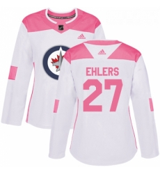 Womens Adidas Winnipeg Jets 27 Nikolaj Ehlers Authentic WhitePink Fashion NHL Jersey 