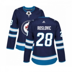 Womens Adidas Winnipeg Jets 28 Jack Roslovic Premier Navy Blue Home NHL Jersey 