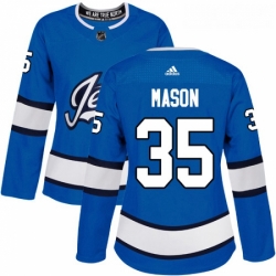 Womens Adidas Winnipeg Jets 35 Steve Mason Authentic Blue Alternate NHL Jersey 